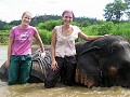 Cheryl and Tracy with 'their' elephant